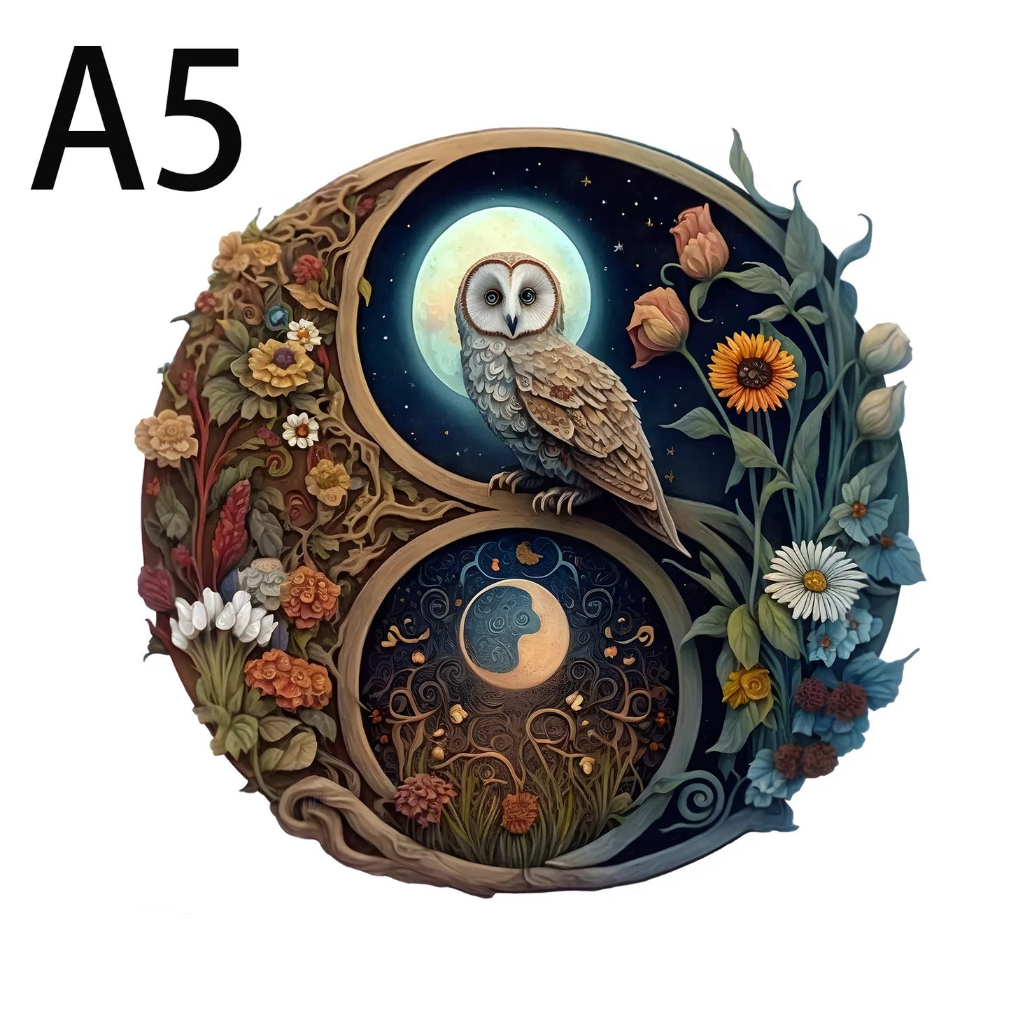 Yin-Yang-Vogel-Holzpuzzle – Harmonisches Design