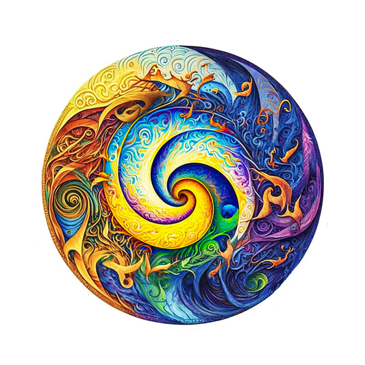 Buntes Muster-Holzpuzzle – Kreative Entspannung