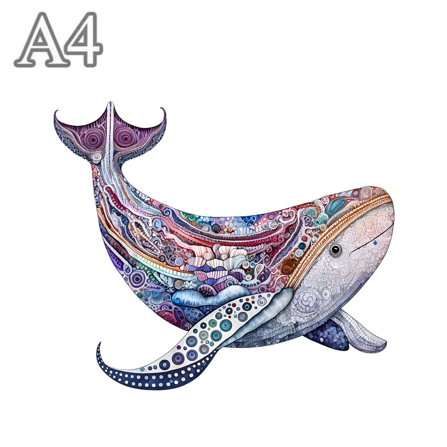 Süßes Wal-Holzpuzzle – Entspannung mit unregelmäßigen Formen