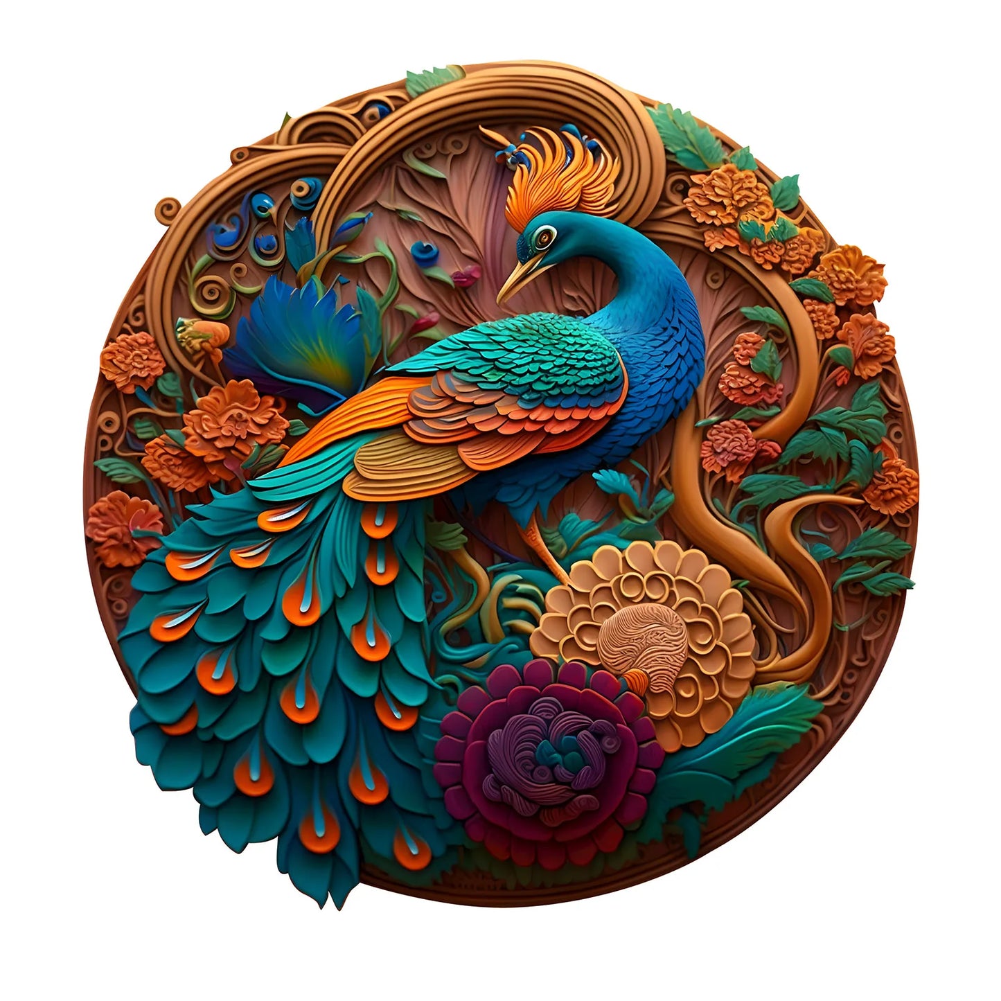 Pfau-Holzpuzzle – Elegantes Tierpuzzle