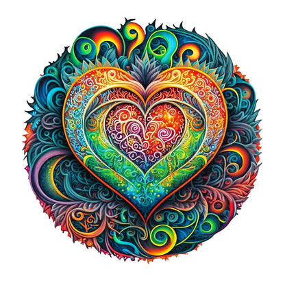 Rundes Herz-Holzpuzzle – Romantisches Design