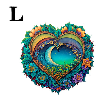 3D-Herz-Holzpuzzle – Achtsames Pflanzenmotiv