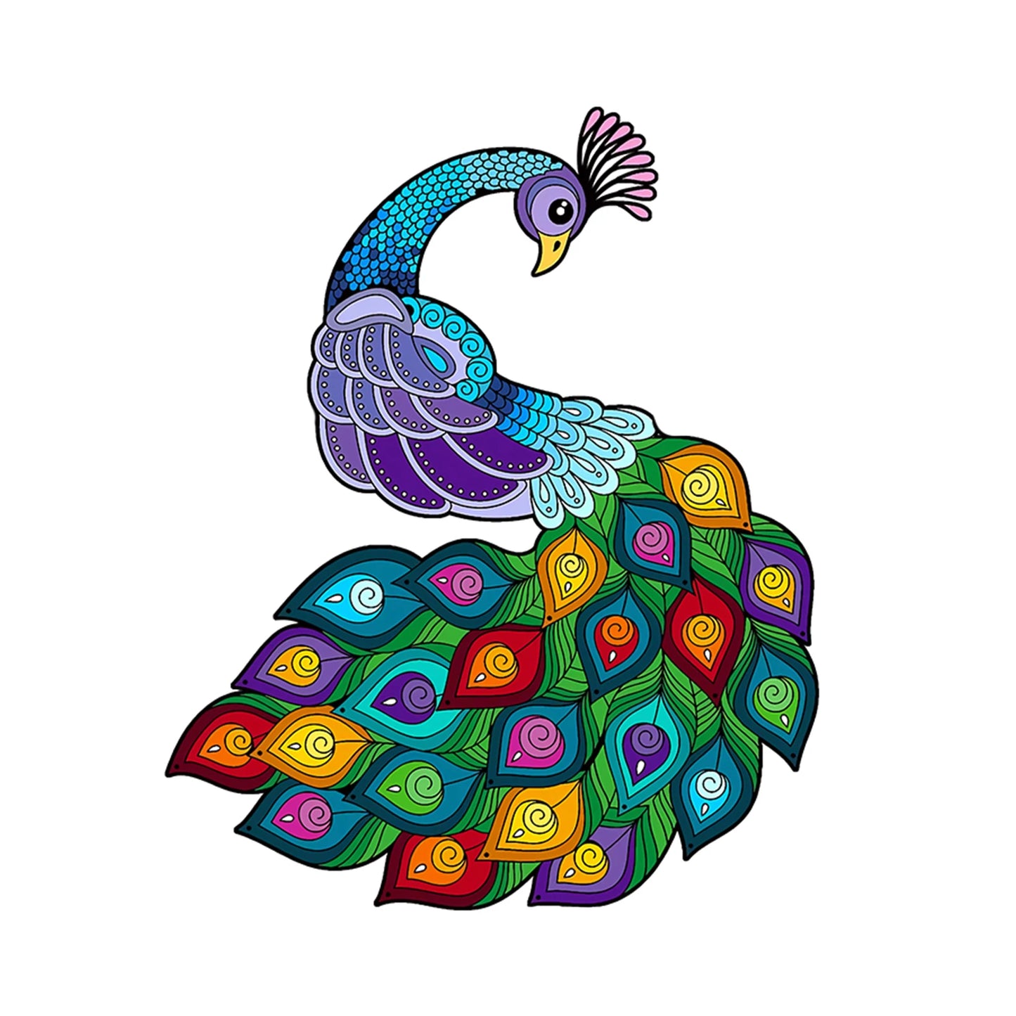 Bunter Pfau-Holzpuzzle – Lebendiges Tierpuzzle