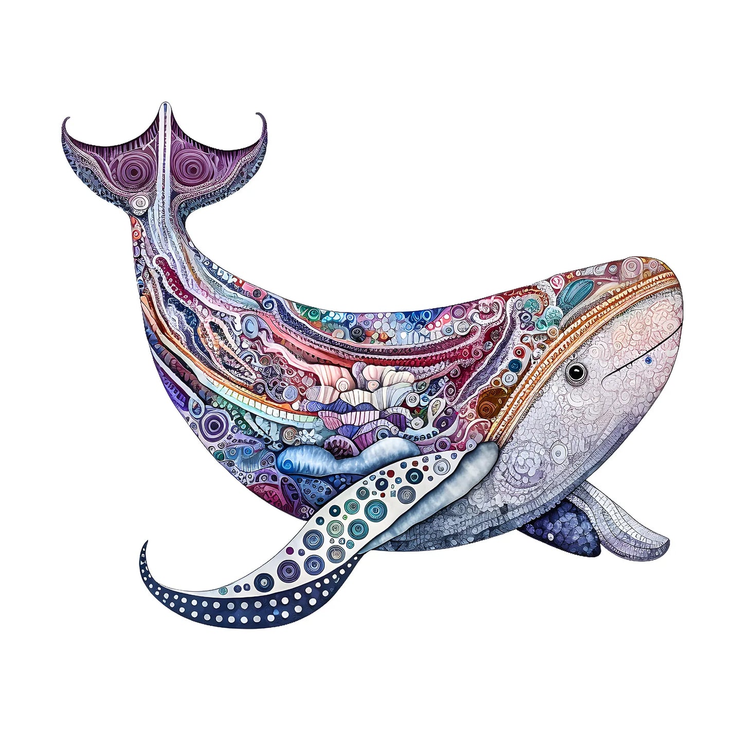 Süßes Wal-Holzpuzzle – Entspannung mit unregelmäßigen Formen