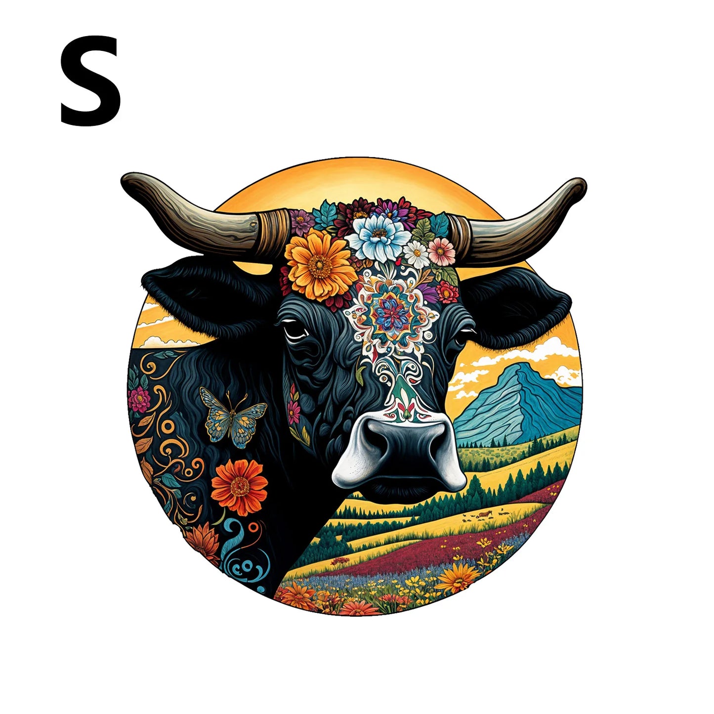 Rundes Kuh-Holzpuzzle – Einzigartige Tierformen für Entspannung