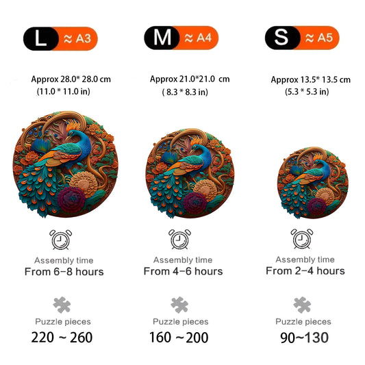 Pfau-Holzpuzzle – Elegantes Tierpuzzle