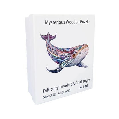 Süßes Wal-Holzpuzzle – Entspannung mit unregelmäßigen Formen