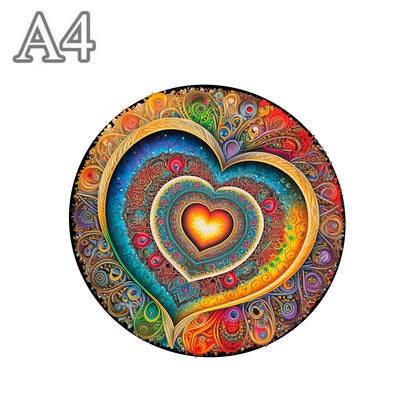 Rundes Herz-Holzpuzzle – Romantisches Design